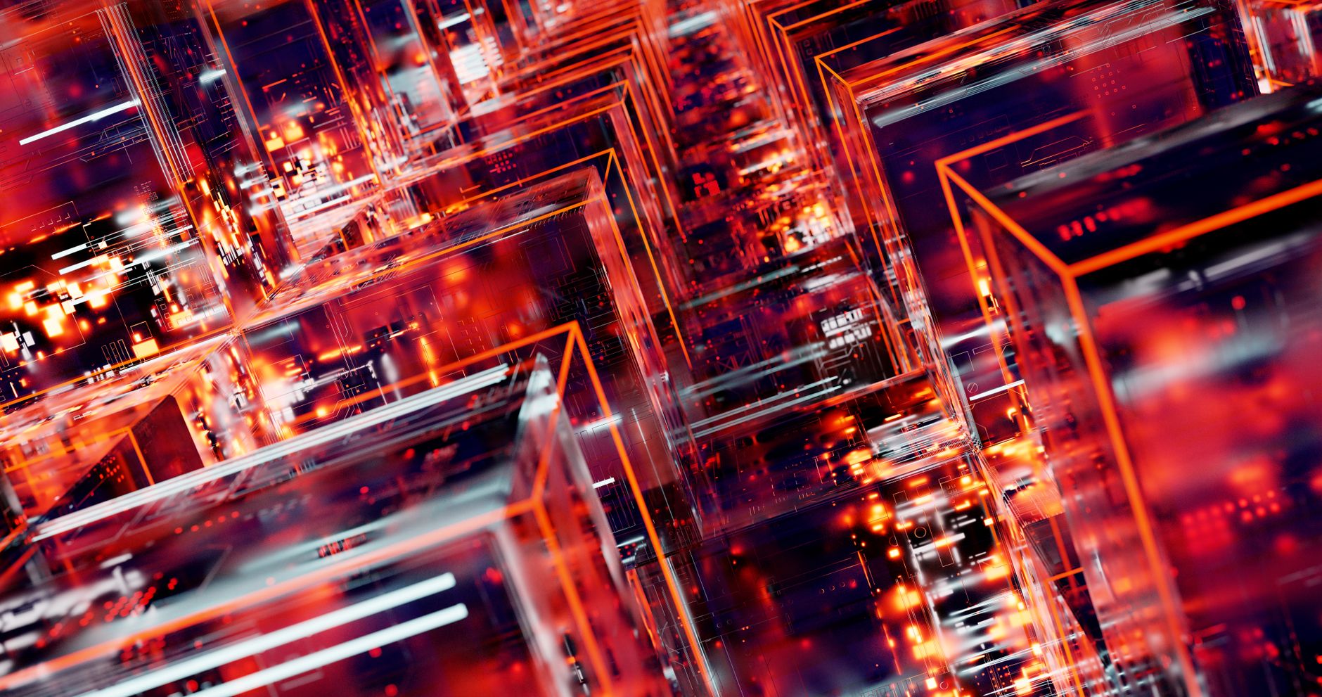 abstract digital blocks with led light effects